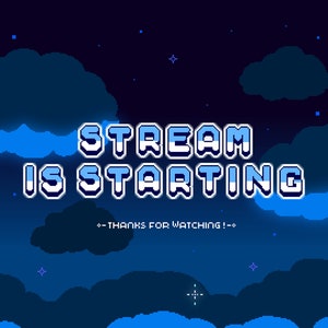 Cute 4x Animated Twitch Stream Screens ~ 8bit Pixel Art Offline Banners ~ Starting, Ending, Offline, Brb ~ Kawaii Dark Midnight Skies Theme