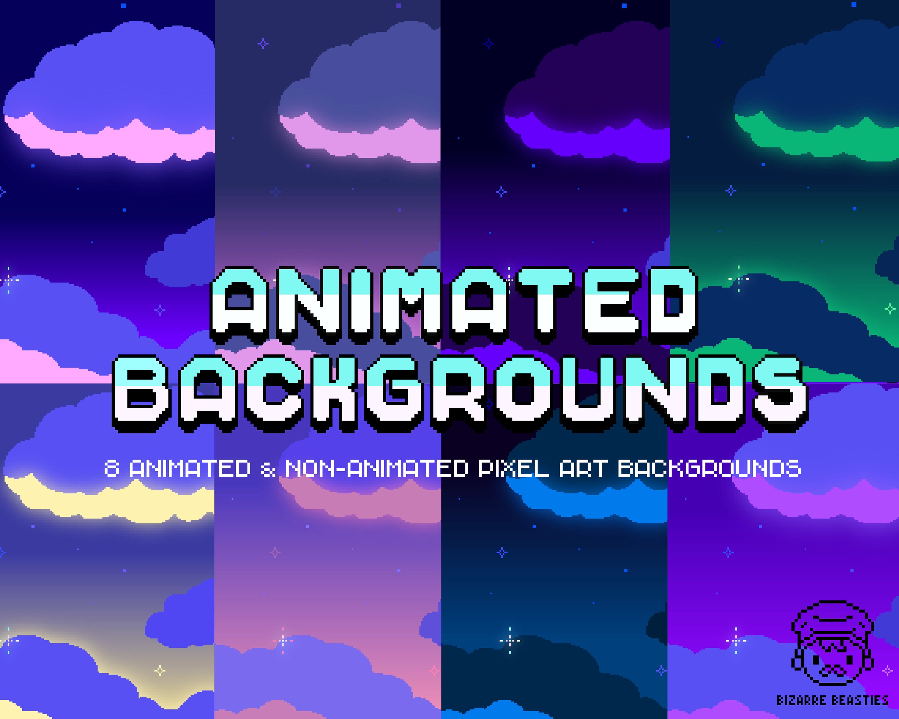 Cute Animated Backgrounds Pack For Streaming Twitch Youtube Etsy Uk