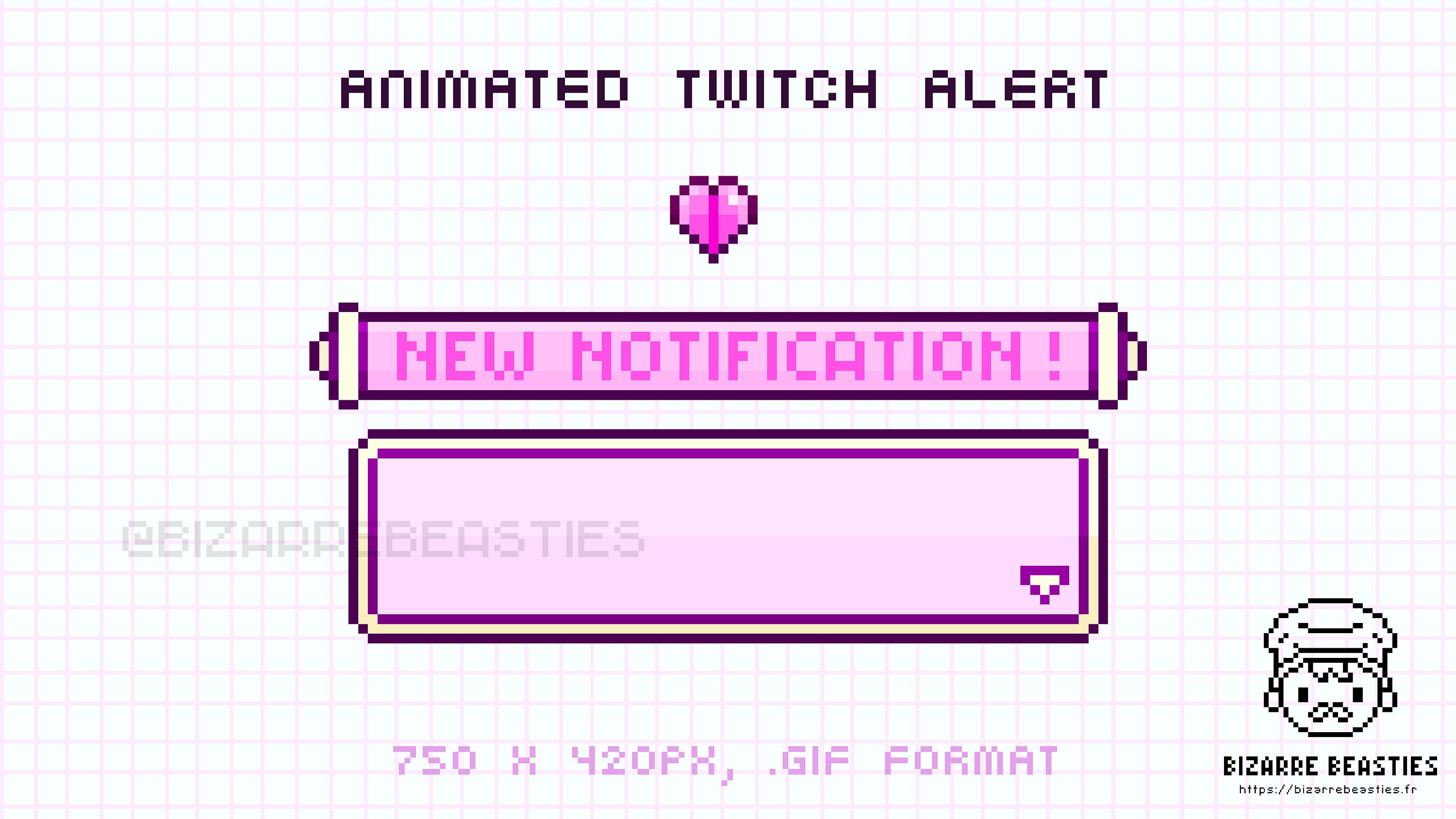 Cute Animated Alert For Twitch Pink Hearts 8bit Pixel Art Etsy 日本