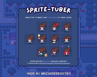 Animated Pixel Art Sprite-tuber Model - Vtuber Assets, Cute Streaming Avatar GIF-tuber, Twitch Stream YouTube Video: Little Blue Jeans Theme