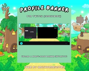 Pixel Art Twitch Stream Profile Banner – Sky Village Theme