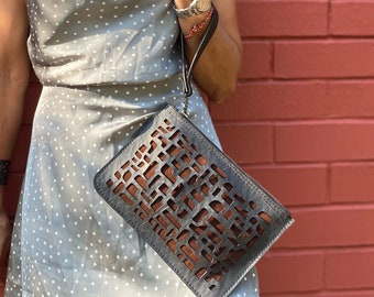 Bolso de mano hecho a mano, patrones aleatorios con correas