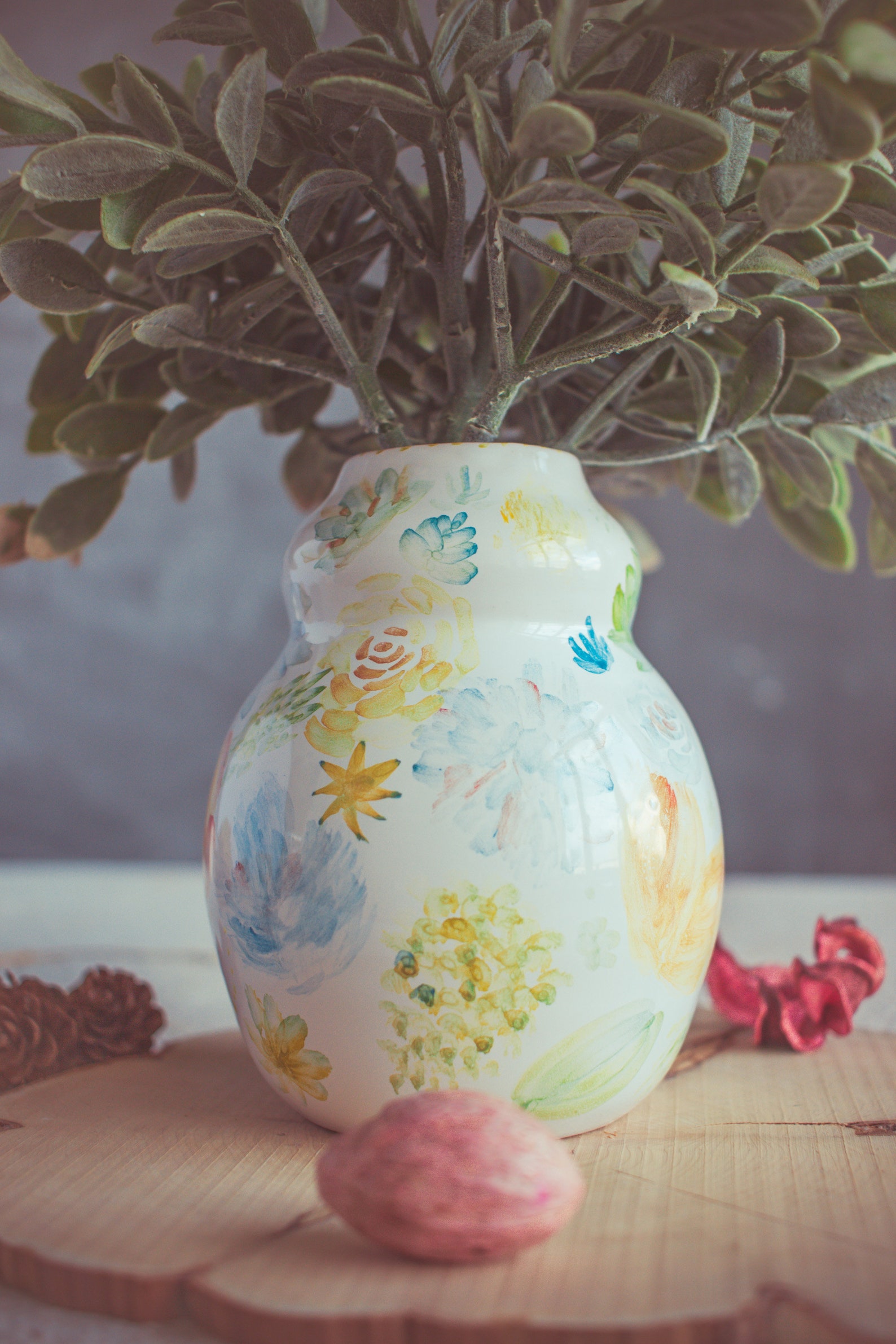 Ceramic vase with botanical art gift for mother or granny Etsy