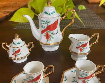 VINTAGE CHINA PLATE TEA POT CUP BATH ROYAL BLUE HAND TOWEL SET 2 CUSTOM