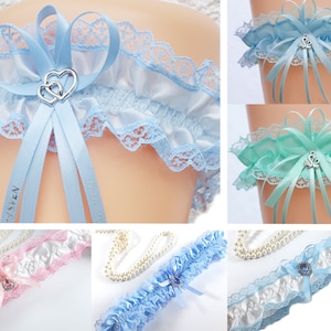 TUTU Strumpfband mit Spitzen in Hellblau , Hellmint-Mint , Hellrosa MIT Personalisierung  in S-, M od XXL-Gr Beschriftung  und 25 Farben