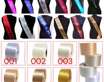 Sash with desired text desired print Ivory Cream Personalized printed satin ribbon 75-100 mm wide 140-200 cm long 75140 for all occasions