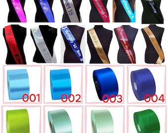 Sash with custom text, custom print, personalized printed satin ribbon, light blue, 75-100 mm wide, 140-200 cm long, all occasions