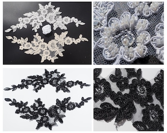 LACE APPLICATION White Black or Ivory 42072 Bridal fashion wedding decoration corsage wedding dress wedding tulle lace