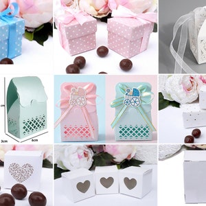 10/30/100 St Geschenkboxen Gastgeschenke Hochzeit Taufe Kommunion Geburtstag GiftboxGeschenkverpackung  Kartonbox Giftbox Rosa Hellblau Herz