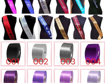 Schärpe mit Wunschtext Wunschdruck Personalisierte bedrucktes Satinband Schwarz Lila Violet 75-100mm breite  von 140-200 cm lang