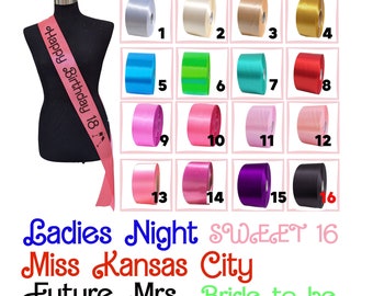 Schärpe mit Wunschtext Personalisierte bedrucktes Satinband  75/80 mm breit Für alle Anlässe Geburtstag