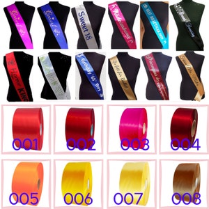 Sash with desired text desired print Personalized printed satin ribbon red wine red yellow brown 75-100 mm wide by 140-200 cm long