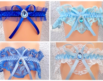 Garter in S, M od XXL size Bridal Fashion Ice ,Royal Blue Red Mink, Light Blue ,Offwhite, Turquoise Blue, Beige , OrS