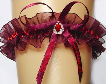 Personalized garter in S-, M od XXL-size lettering, desired text wine red, red Ivory . White PS- W