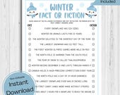 INSTANT DOWNLOAD Winter Fact Or Fiction Game Printable - Holiday Game Printable - Winter Party Game - Holiday Trivia Game Printable