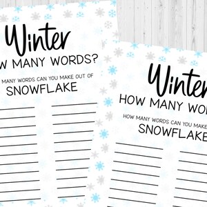 INSTANT DOWNLOAD Winter How Many Words Game Printable - Winter Game Printable - Winter Activity Printable - Winter Family Fun Game Printable