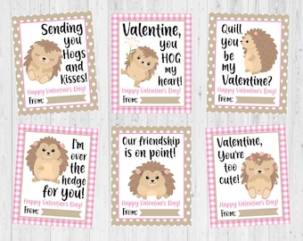 INSTANT DOWNLOAD - Hedgehog Valentine Card Printable - Kids Printable Valentine Card - Cute Hedgehog Valentine - Valentine Printable