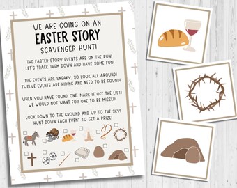 INSTANT DOWNLOAD Easter Bible Scavenger Hunt Printable - Easter Story Game Printable - Easter Church Party Game - Easter Indoor Kids Game