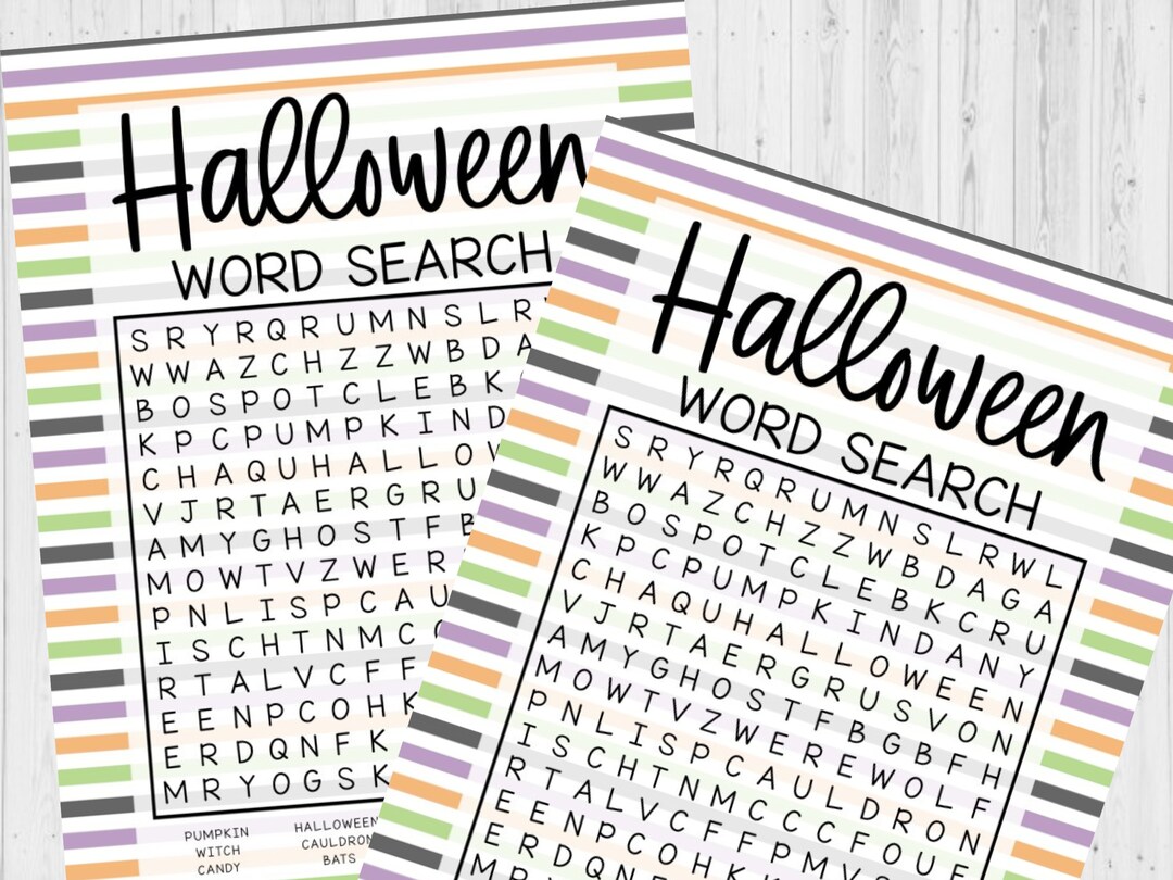 INSTANT DOWNLOAD Halloween Word Search Printable Halloween Game