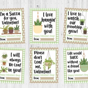TÉLÉCHARGEMENT IMMÉDIAT - carte de la Saint-Valentin plante d'intérieur imprimable - carte de la Saint-Valentin imprimable pour enfants - jolie succulente Saint-Valentin - Saint-Valentin imprimable
