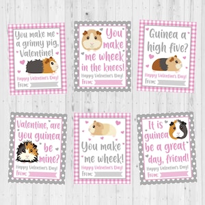 SOFORTIGER DOWNLOAD - Meerschweinchen Valentinstag Karte zum ausdrucken - Kinder druckbare Valentinstag Karte - Süß Meerschweinchen Valentinstag - Valentinstag druckbar