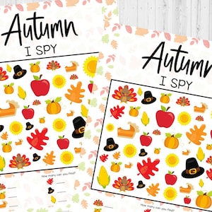 INSTANT DOWNLOAD Autumn I Spy Printable - Autumn Game Printable - Autumn Activity Printable - Fall I Spy Game Printable