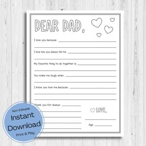 DESCARGA INSTANTÁNEA - Todo sobre mi papá imprimible - Dibujos para colorear del Día del Padre - Cuestionario del Día del Padre - Regalo de cumpleaños para papá - Carta a papá