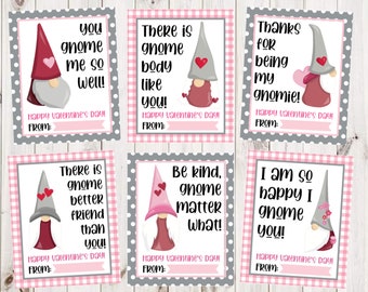 INSTANT DOWNLOAD - Gnome Valentine Card Printable - Kids Printable Valentine Card - Cute Gnome Valentine - Valentine Printable