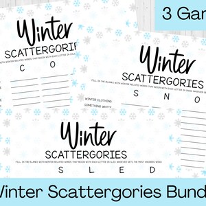 INSTANT DOWNLOAD Winter Scattergories Printable Game Bundle - Winter Game Printable - Winter Activity Printable - Winter Snow Day Game