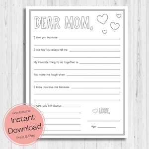 DESCARGA INSTANTÁNEA - Imprimible "Todo sobre mi mamá" - Colorear para el Día de la Madre - Cuestionario para el Día de la Madre - Regalo de cumpleaños para mamá - Carta para mamá