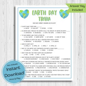 INSTANT DOWNLOAD Earth Day Fact Or Fiction Game Printable - Earth Day Trivia Game - Earth Day Party Game - Earth Day Party Trivia Game