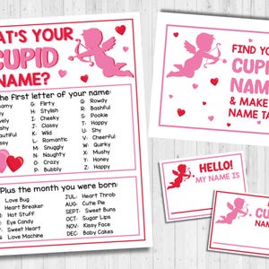 INSTANT DOWNLOAD What&#39;s Your Cupid Name Printable - Valentine&#39;s Day Party Game Activity - Valentine Ice Breaker Printable