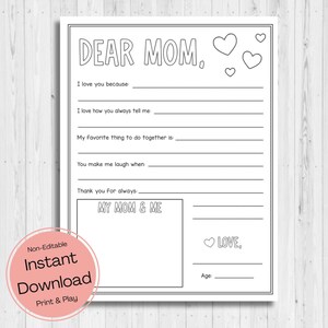 DESCARGA INSTANTÁNEA - Imprimible "Todo sobre mi mamá" - Colorear para el Día de la Madre - Cuestionario para el Día de la Madre - Regalo de cumpleaños para mamá - Carta para mamá