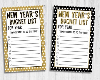 DESCARGA INSTANTÁNEA - Lista de deseos de Año Nuevo imprimible - Hoja de trabajo de lista de deseos de Año Nuevo - Actividad de Año Nuevo - Metas para el año imprimibles