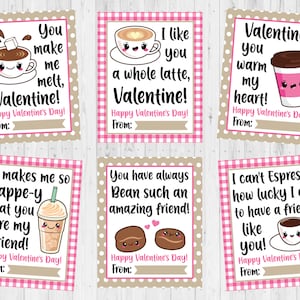 TÉLÉCHARGEMENT INSTANTANÉ - Carte de Saint-Valentin au café imprimable - Carte de Saint-Valentin imprimable pour enfants - Café mignon Saint-Valentin - Saint-Valentin imprimable