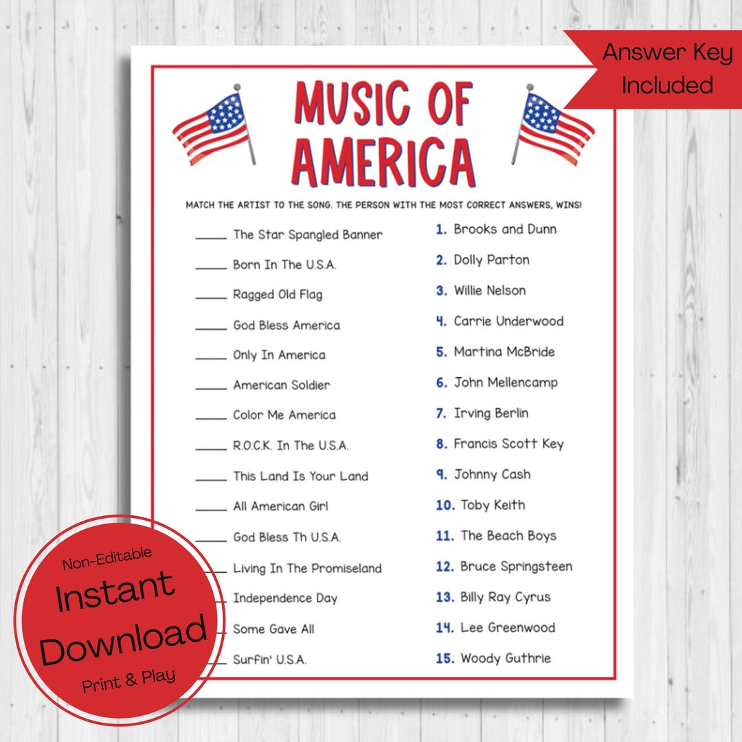 INSTANT DOWNLOAD 4th of July Trivia Game Printable - Independence Day ...
