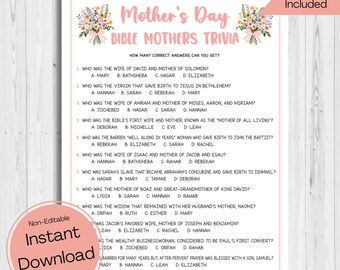 INSTANT DOWNLOAD Mother's Day Trivia Game Printable - Mothers Day Trivia - Mother's Day Church Game Printable - Biblical Mothers Trivia Game
