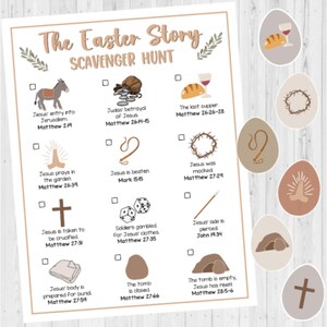 INSTANT DOWNLOAD Easter Bible Scavenger Hunt Printable - Easter Story Egg Hunt Game - Easter Church Party Game - Easter Indoor Kids Game