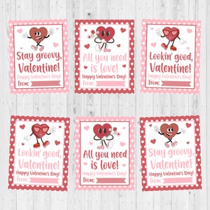 SOFORTIGER DOWNLOAD - Retro Herzen Valentinstag Karte zum ausdrucken - Kinder druckbare Valentinstag Karte - Süßer Retro Herzen Valentinstag - Valentinstag zum Ausdrucken