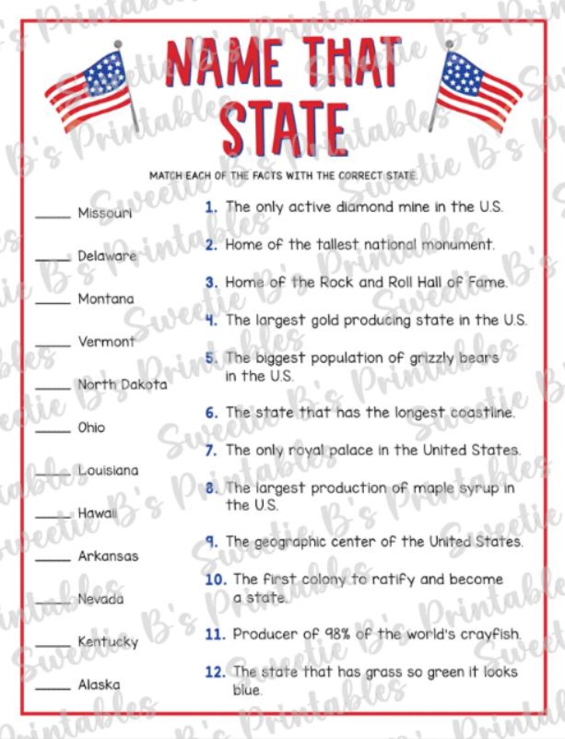 INSTANT DOWNLOAD 4th of July Trivia Game Printable - Independence Day ...
