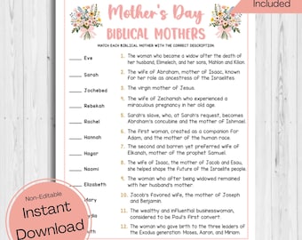 INSTANT DOWNLOAD Mother's Day Trivia Game Printable - Mothers Day Trivia - Mother's Day Church Game Printable - Biblical Mothers Trivia Game