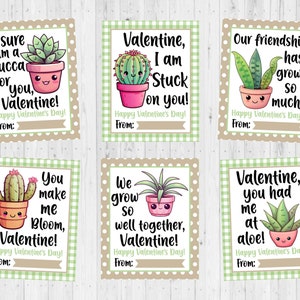 DESCARGA INSTANTE - Tarjeta de San Valentín de Cactus imprimible - Tarjeta de San Valentín imprimible para niños - San Valentín suculento lindo - San Valentín imprimible