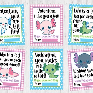 DOWNLOAD IMMEDIATO - Biglietto di San Valentino Axolotl stampabile - Biglietto di San Valentino stampabile per bambini - Carino Axolotl Valentine - Biglietto di San Valentino stampabile