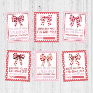 DESCARGA INSTANTÁNEA - Tarjeta de San Valentín con moño coqueto para imprimir - Tarjeta de San Valentín para imprimir para niños - Lindo moño para San Valentín - Tarjeta de San Valentín para imprimir
