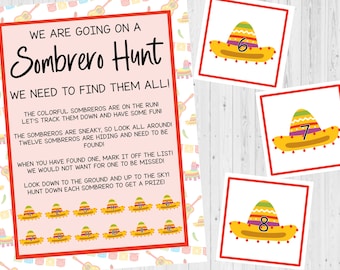 Omedelbar nedladdning Fiesta Scavenger Hunt Utskrivbar - Cinco De Mayo Game Utskrivbar - Fiesta Activity Utskrivbar - Sombrero Hunt Game