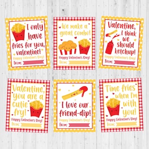 SOFORTIGER DOWNLOAD - Pommes Valentinstag Karte druckbar - Kinder druckbare Valentinstag Karte - süße Pommes Valentinstag - Valentinstag druckbar