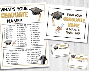 Graduation Name Game Printable, What's Your Graduation Name Game, Name  Generator Game With Name Tags, Graduation Game, Grad Party Games - Etsy