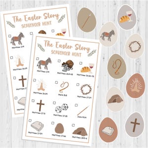 INSTANT DOWNLOAD Easter Bible Scavenger Hunt Printable - Easter Story Egg Hunt Game - Easter Church Party Game - Easter Indoor Kids Game
