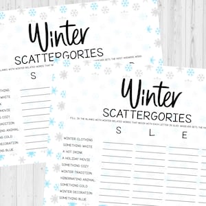 INSTANT DOWNLOAD Winter Scattergories Printable Game - Winter Game Printable - Winter Activity Printable - Winter Word Game - Snow Day Game