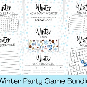 INSTANT DOWNLOAD Winter Activity Sheet Printable Bundle - Winter Game Printable - Winter Activity Printable - Winter Activity Page